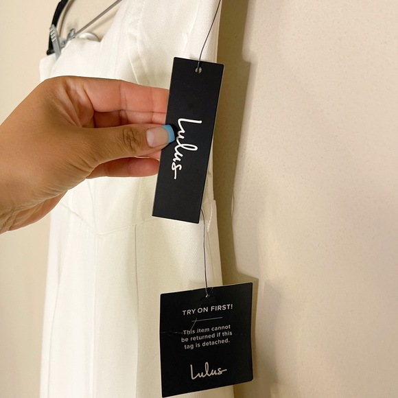 Lulu’s | NWT! Edith White Strapless Wide Leg Jumpsuit Sz: Small - Picture 5 of 7